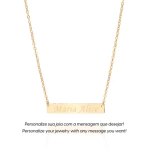 Gargantilha para personalizar Rommanel folheada a ouro elos cadeado e placa 532623