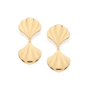 Brinco Pêndulo Conchas Banhado a Ouro 18k 527608