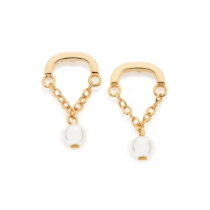 Brinco Piercing Banhado a Ouro 18K com Pérolas Sintéticas