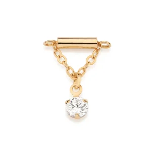 Brinco Unitário Pêndulo Banhado a Ouro 18K com Zircônia Branco 527612