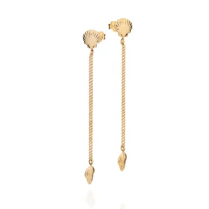 Brinco Conchas Pêndulo Banhado a Ouro 18k 527615